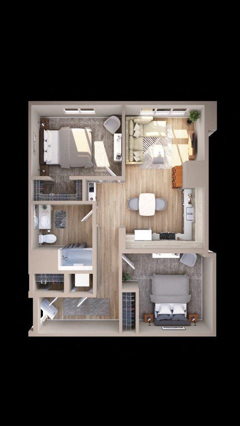 Adara at SeaTac Apartments B12 3D Floor Plan